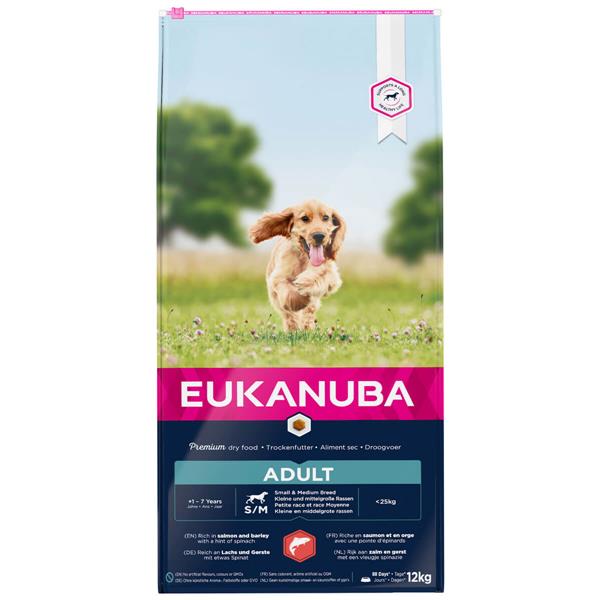 01 Eukanuba Adult m. laks og byg til lille og medium hund